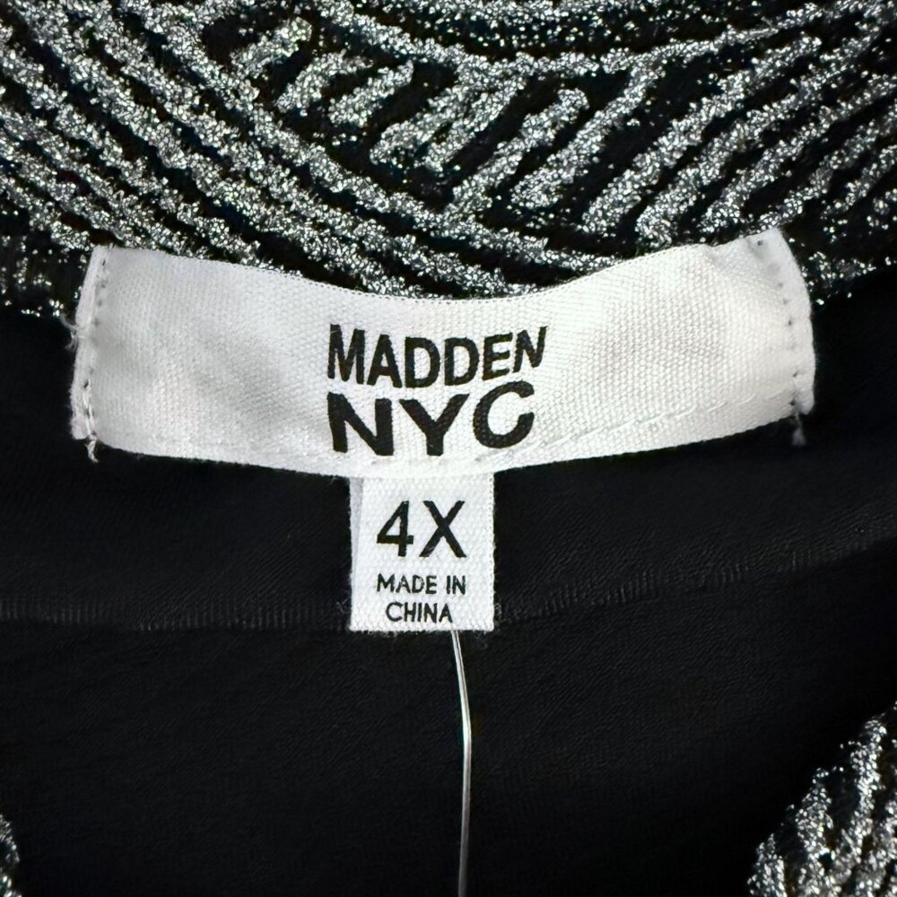 Madden NYC by Steve Madden Metallic Mock Neck Top Silver Women's Size 4X New - Picture 7 of 11